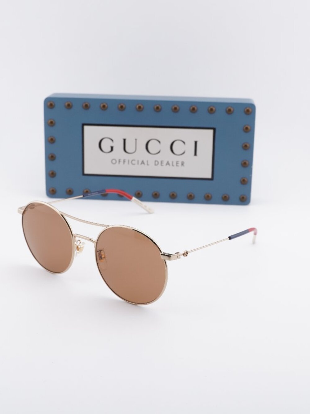Gucci GG0680S 003 Round Sunglasses – Gold / Brown